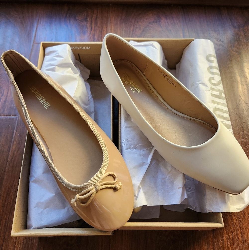 2 Pairs- Ballet Flats By Cushionaire (w/ Memory Foam)